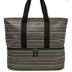 Striped Tote Bag w Insulated Bottom